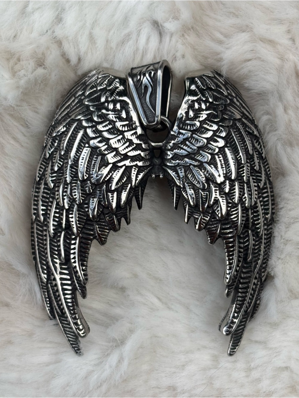 925 Sterling Silver Angel Wings Pendant Perfect Condition Heavy 2 Inch X 2 Inch